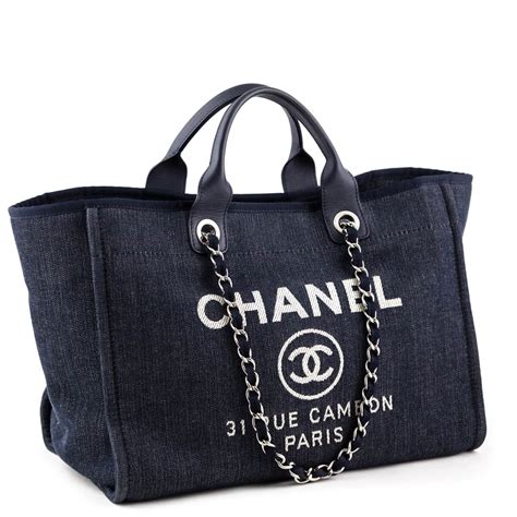 chanel blue handbag|chanel denim tote.